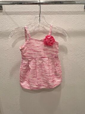 Pink Striped Floral Accent Toddler Dress
